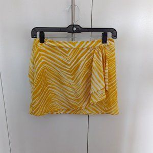 BCBG Maxazria Women's Skirt Size 0, Yellow Zebra Ruffle Short Mini Zip & Hook